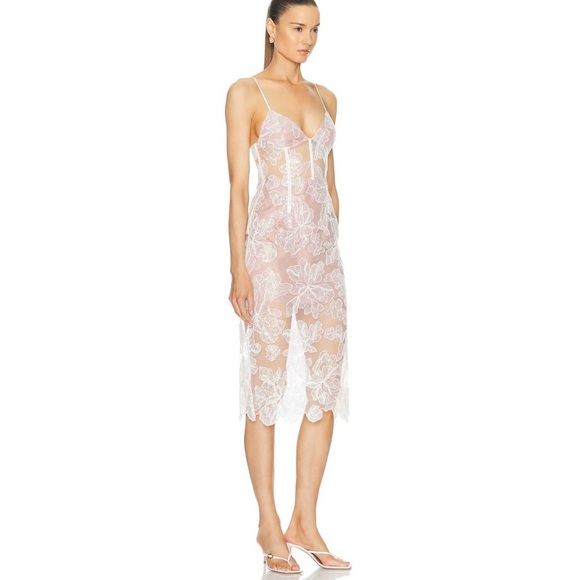 Fleur Du Mal floral-embroidered sequinned midi dress NEW - Picture 4 of 7